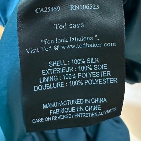 TED Baker London Teal and Black Silk Cocktail Dress Size 2 - Picture 5 of 11